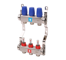 Коллектор из нержавеющей стали в сборе с расходомерами, 3 выхода