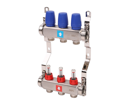 Коллектор из нержавеющей стали в сборе с расходомерами, 3 выхода %rs_city_gde%