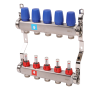 Коллектор из нержавеющей стали в сборе с расходомерами, 5 выходов