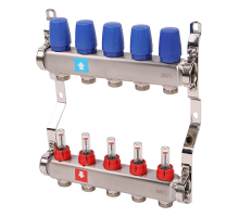 Коллектор из нержавеющей стали в сборе с расходомерами, 5 выходов